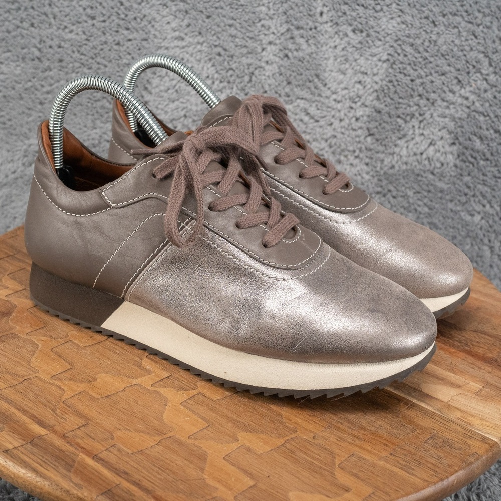 Aquatalia Zala Sneaker Leather Shoes‎ Brown / Metallic Bronze Women's US 8 M